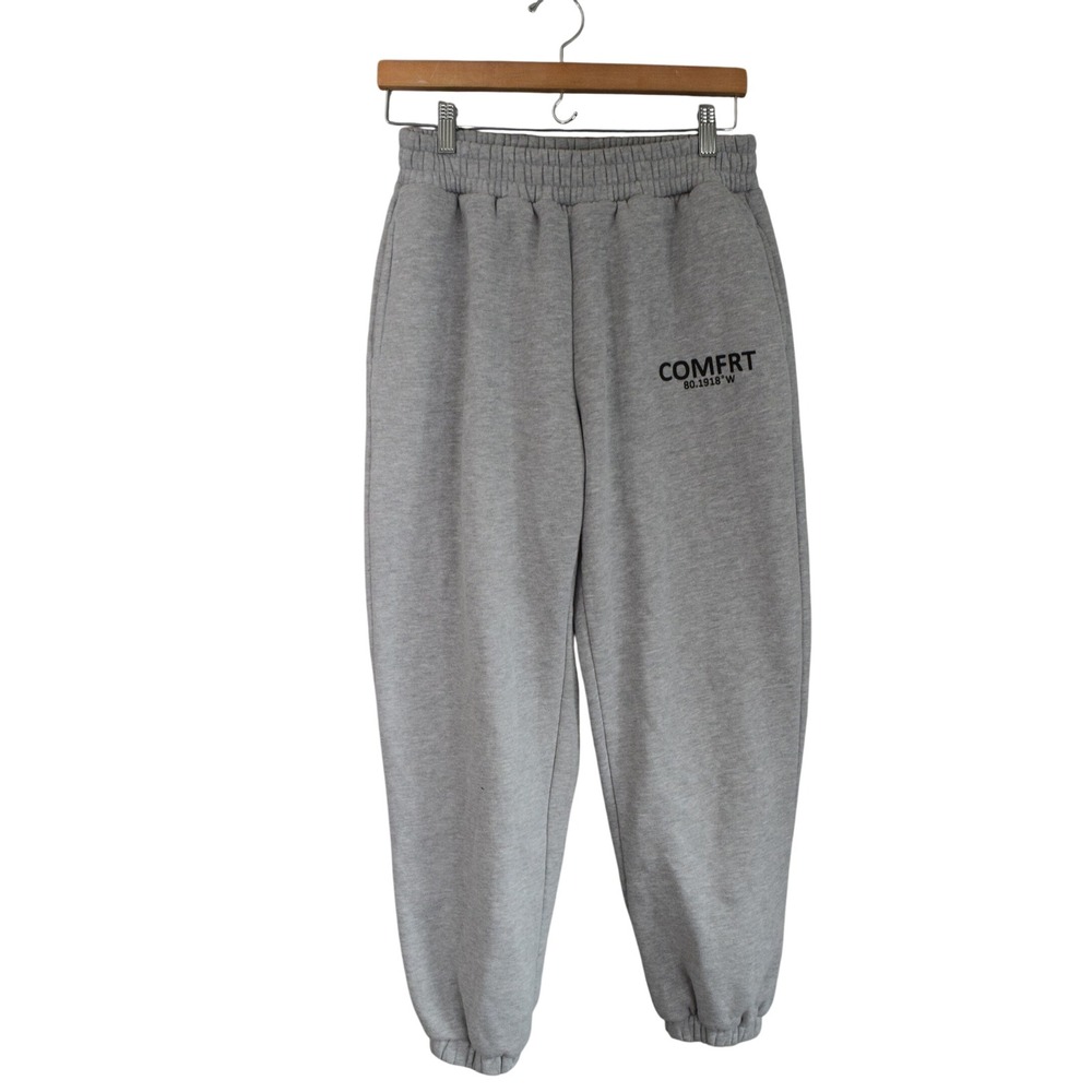 Comfrt Coordinate Sweatpants Medium Gray Joggers High Waist Fleece Women